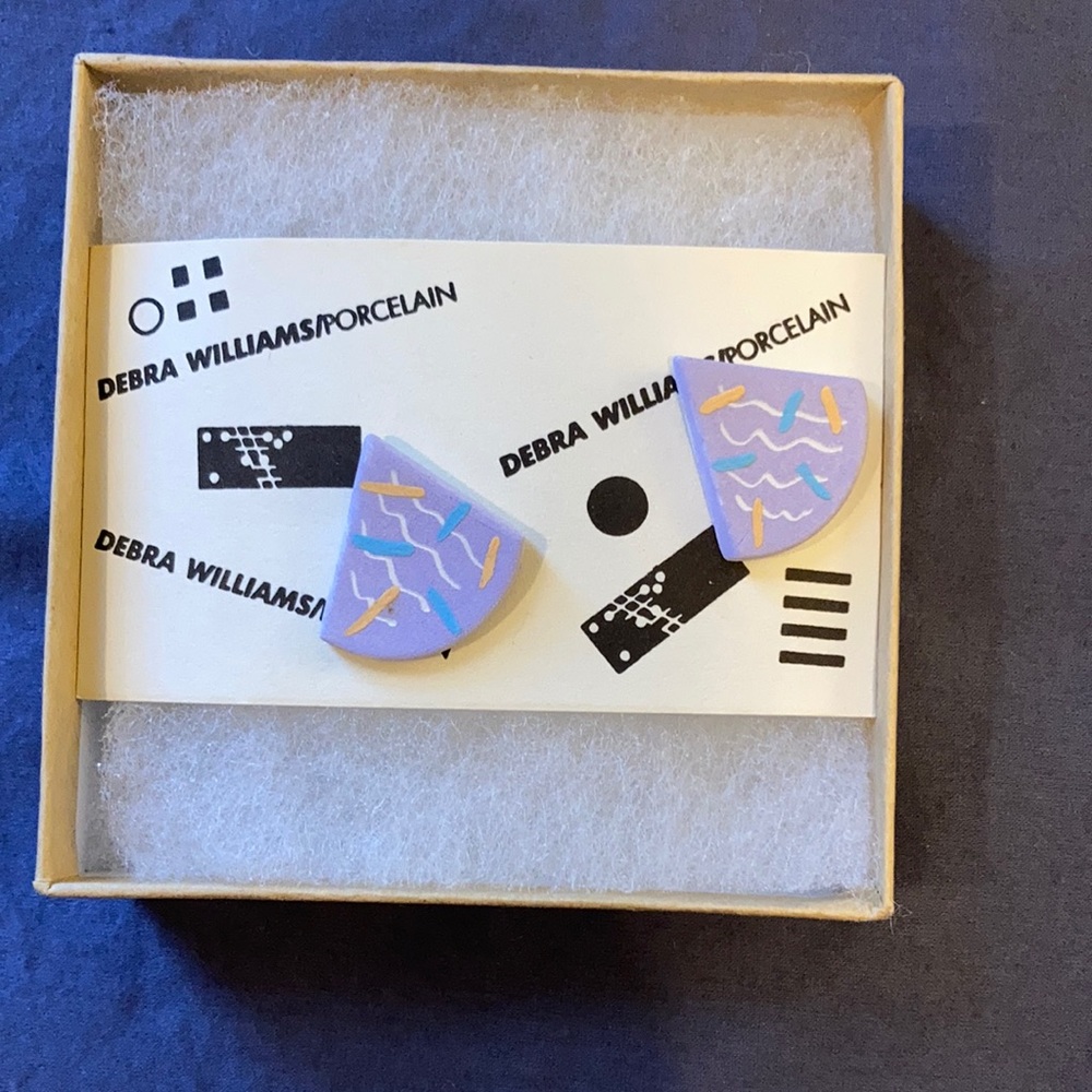 Triangle purple post earrings handmade